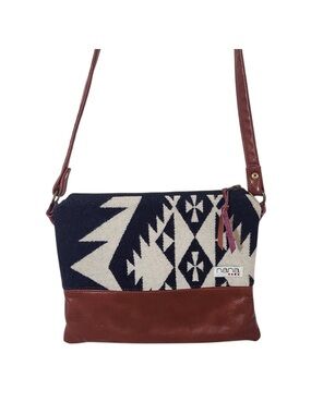 Nana Navy and Brown Women's Bag Nana Aztec Print Leather Bag